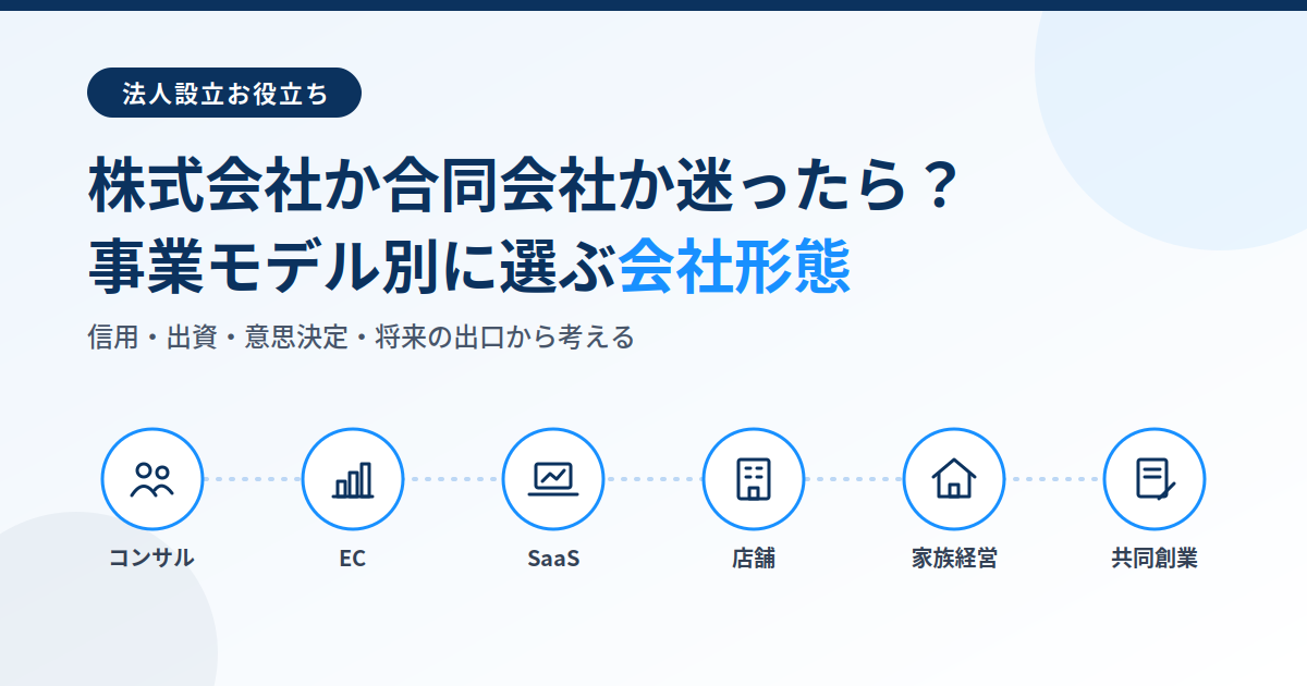 会社形態の選び方|株式会社と合同会社の事業モデル別比較