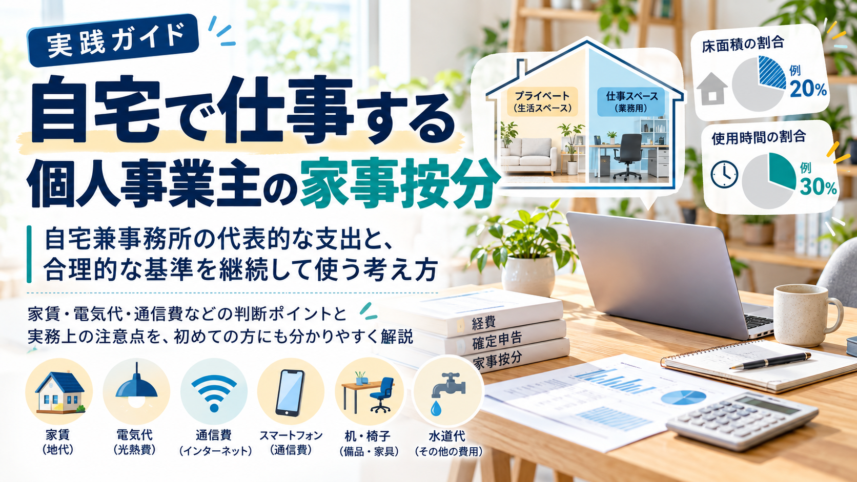 自宅で仕事する個人事業主の家事按分と家賃・電気・ネットの考え方